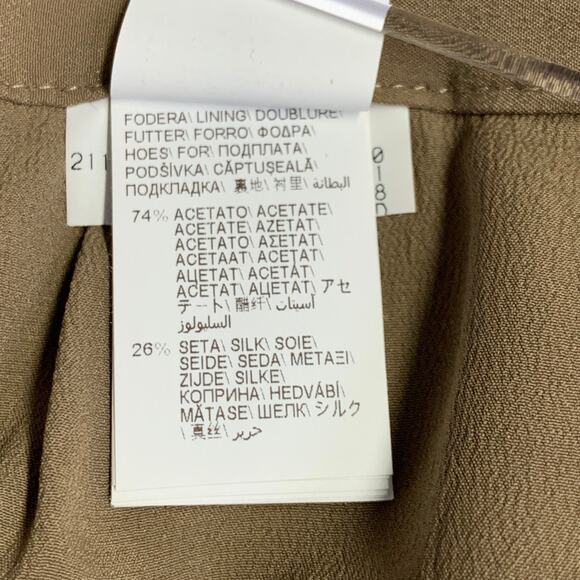 BRUNELLO CUCINELLI 8 Beige Taupe Silk Pleated Asymmetrical High Low Long Skirt - Picture 8 of 9